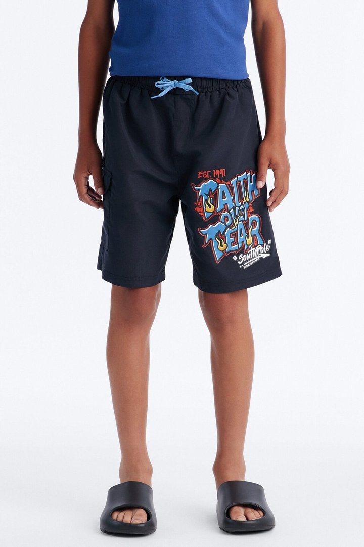 Mini Southpole Faith Over Fear Swim Trunk - Black