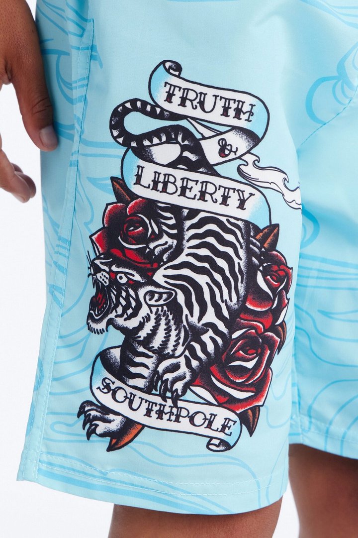 Mini Southpole Truth and Liberty Swim Trunk - Aqua