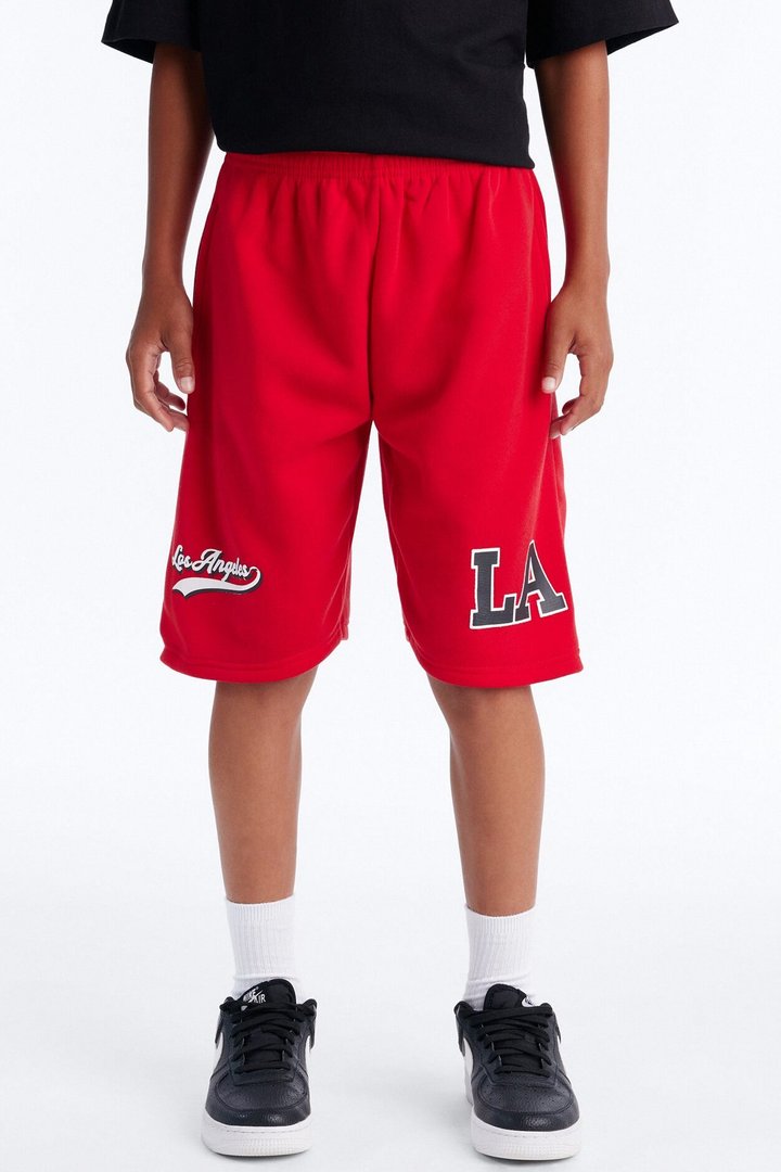 Mini LA Boy Fleece Shorts - Red