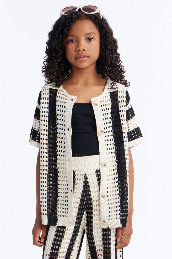 Mini Hayden Crochet Pant Set - Black/combo