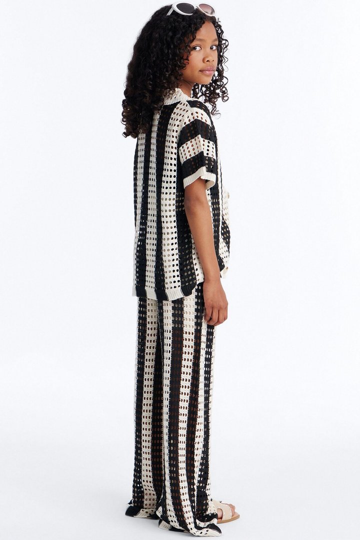 Mini Hayden Crochet Pant Set - Black/combo