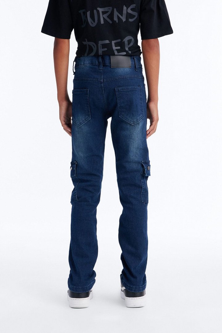 Mini Working On It Cargo Jeans - Medium Blue Wash