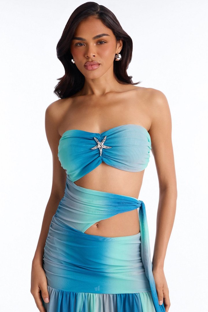 Riviera Heat Mesh Maxi Dress - Blue/combo