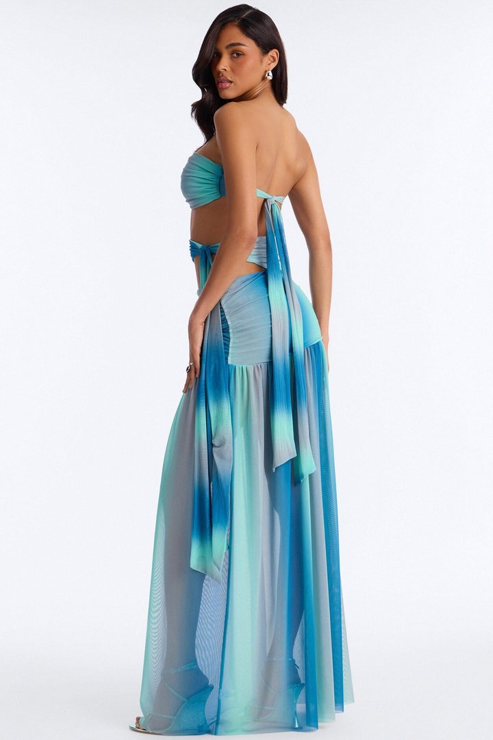 Riviera Heat Mesh Maxi Dress - Blue/combo