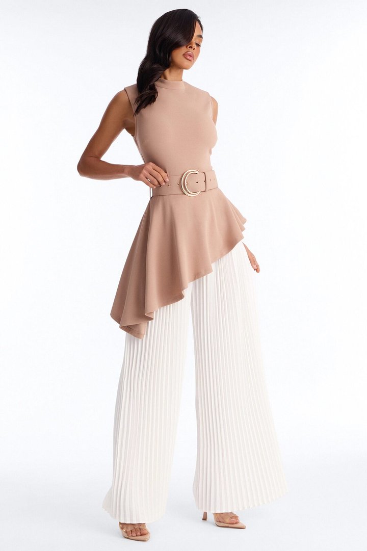 Rosa Twofer Belted Jumpsuit - Taupe