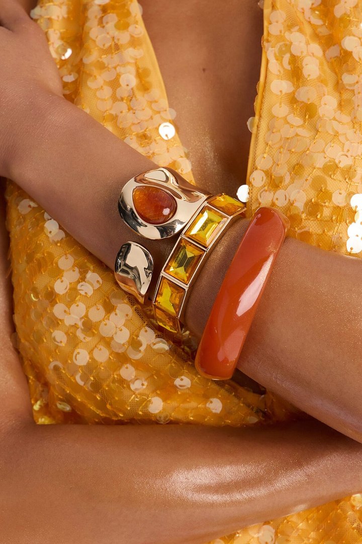 Honey Pot 3 Piece Bracelet Set - Gold/Orange