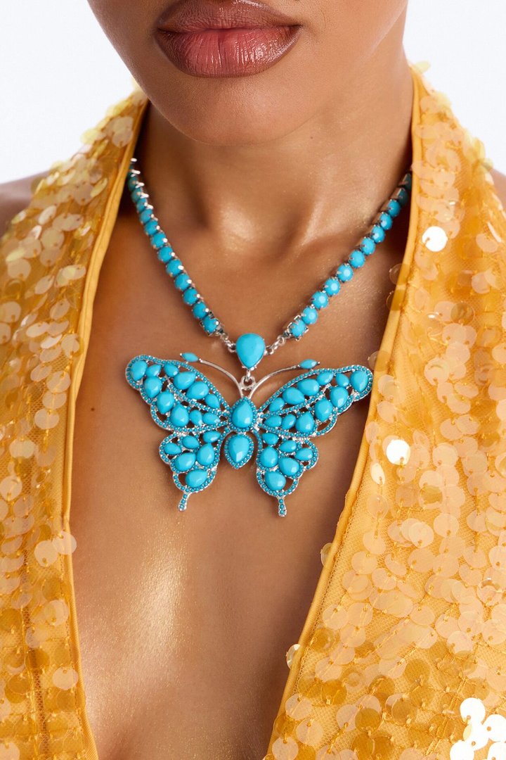 Dream Flutter Butterfly Necklace - Turquoise