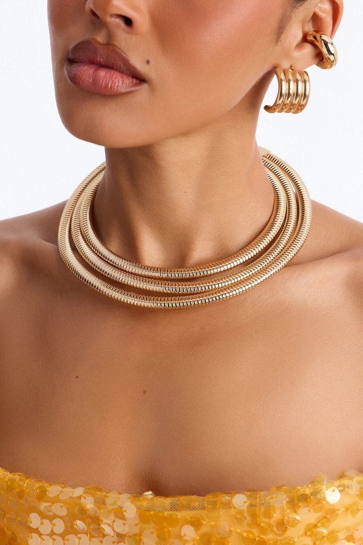 Snake Chain Layered Necklace - Gold