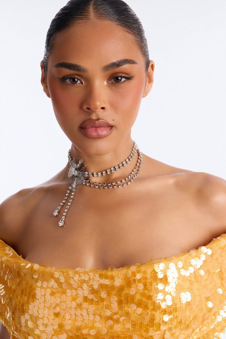 Bella Femme Flower Necklace - Silver