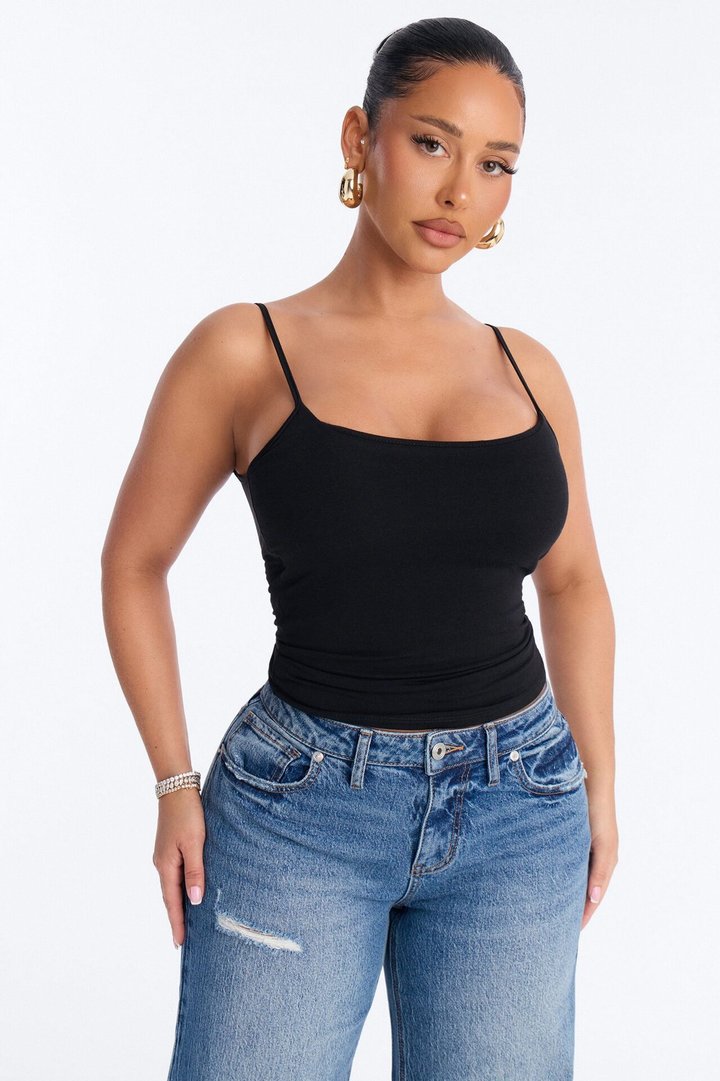 Beverly Built In Bra Cami Top - Black