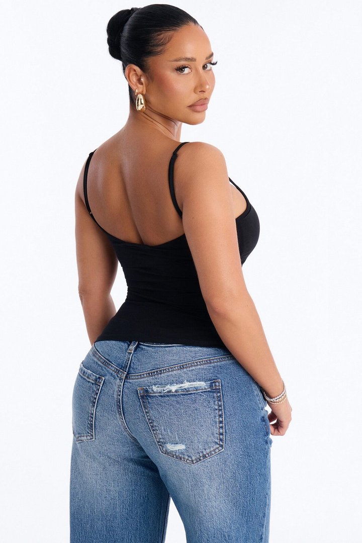Beverly Built In Bra Cami Top - Black