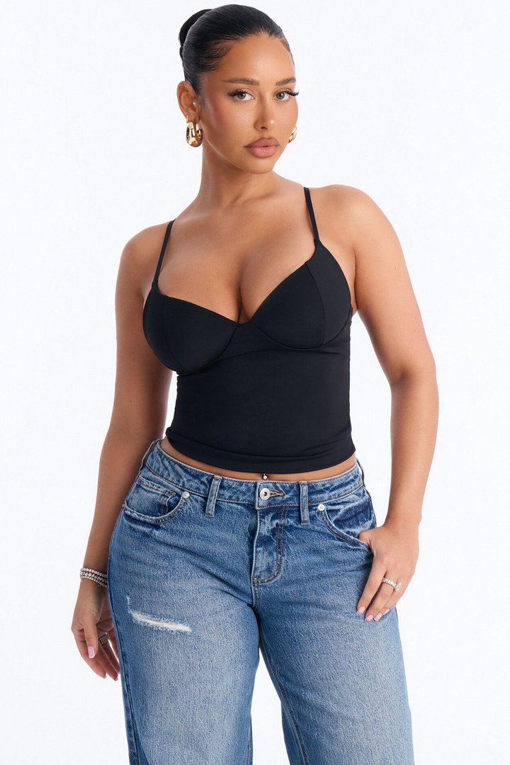 Kenny Padded Sweetheart Tank Top - Black