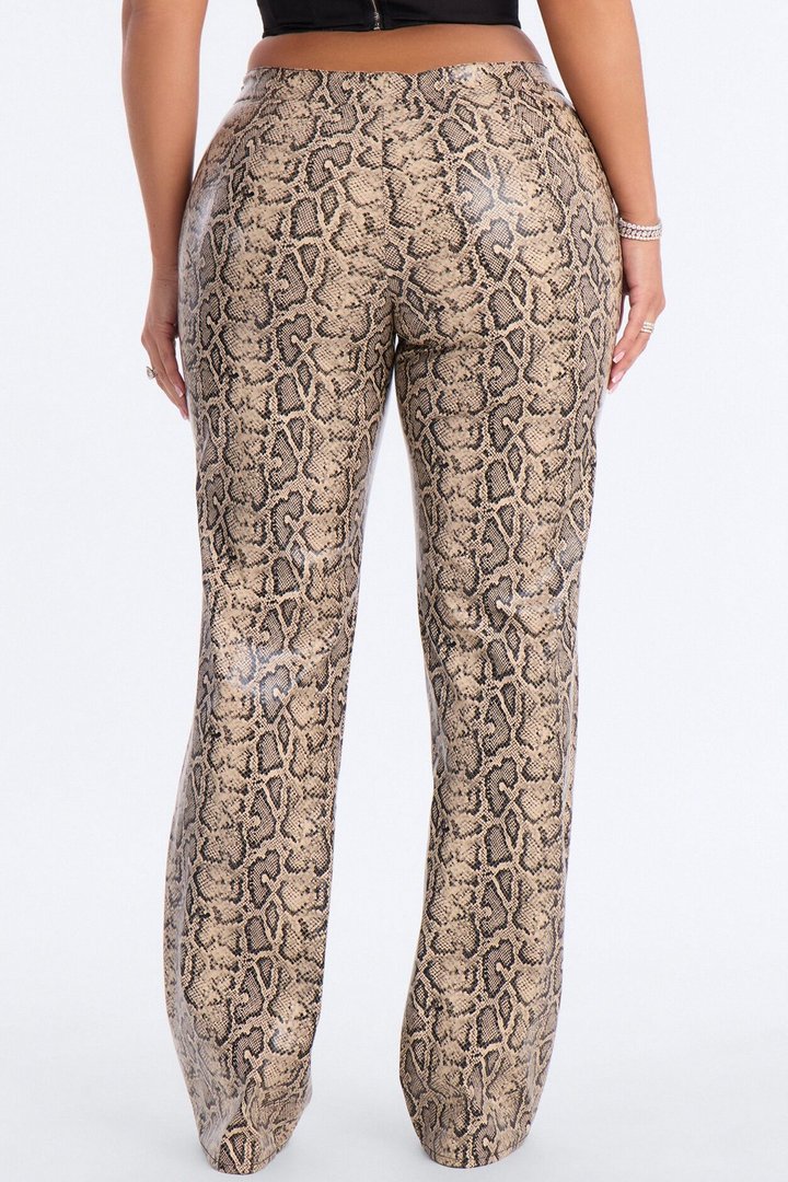 Valley Girl Lace Up Straight Leg Pant - Brown Combo