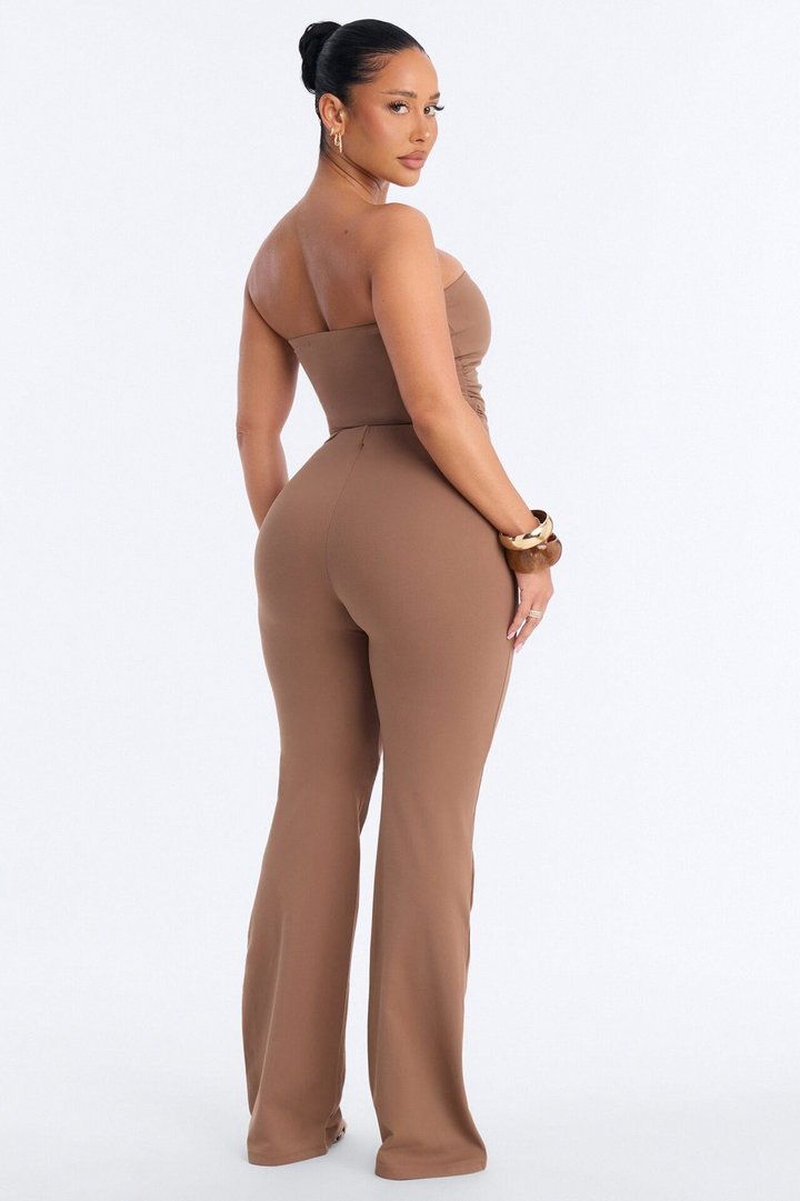Just Vibes Strapless Pant Set - Brown