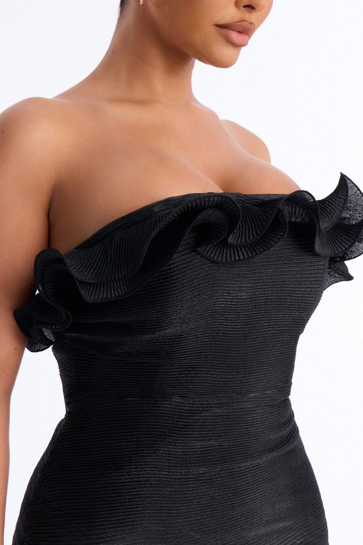 Hitting The Town Organza Mini Dress - Black