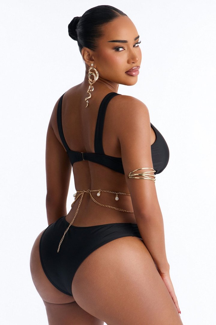 Larisa 1 Piece Cut Out Chain Swimsuit - Black