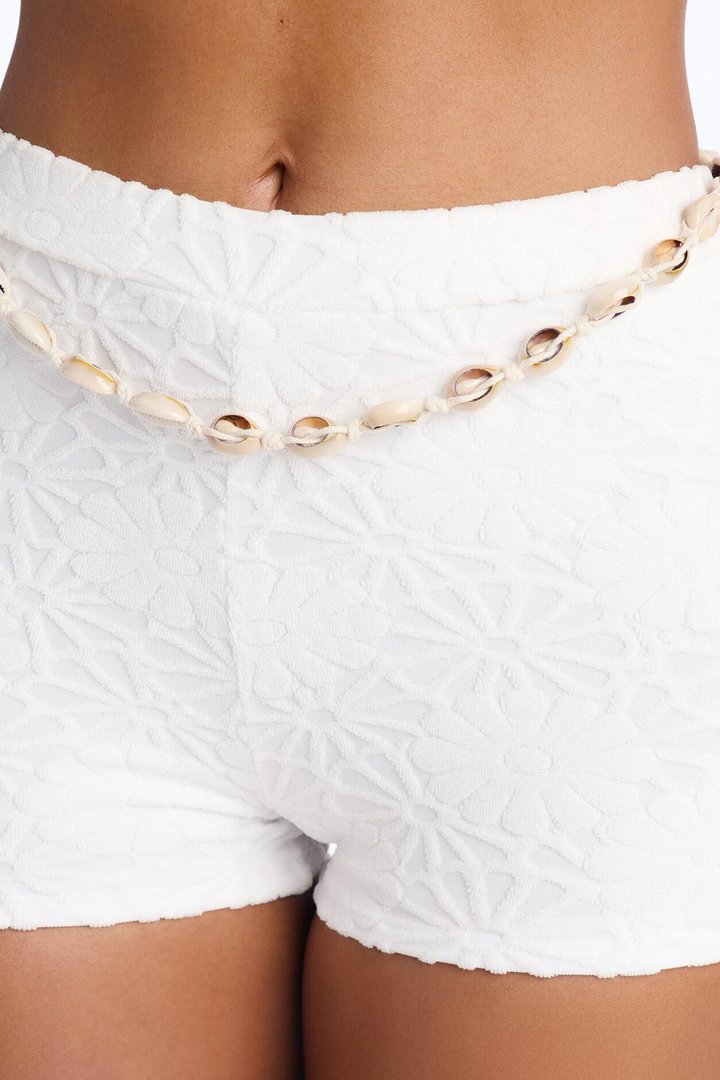 Leia Criss Cross Halter Boy Shorts 2 Piece Bikini - White
