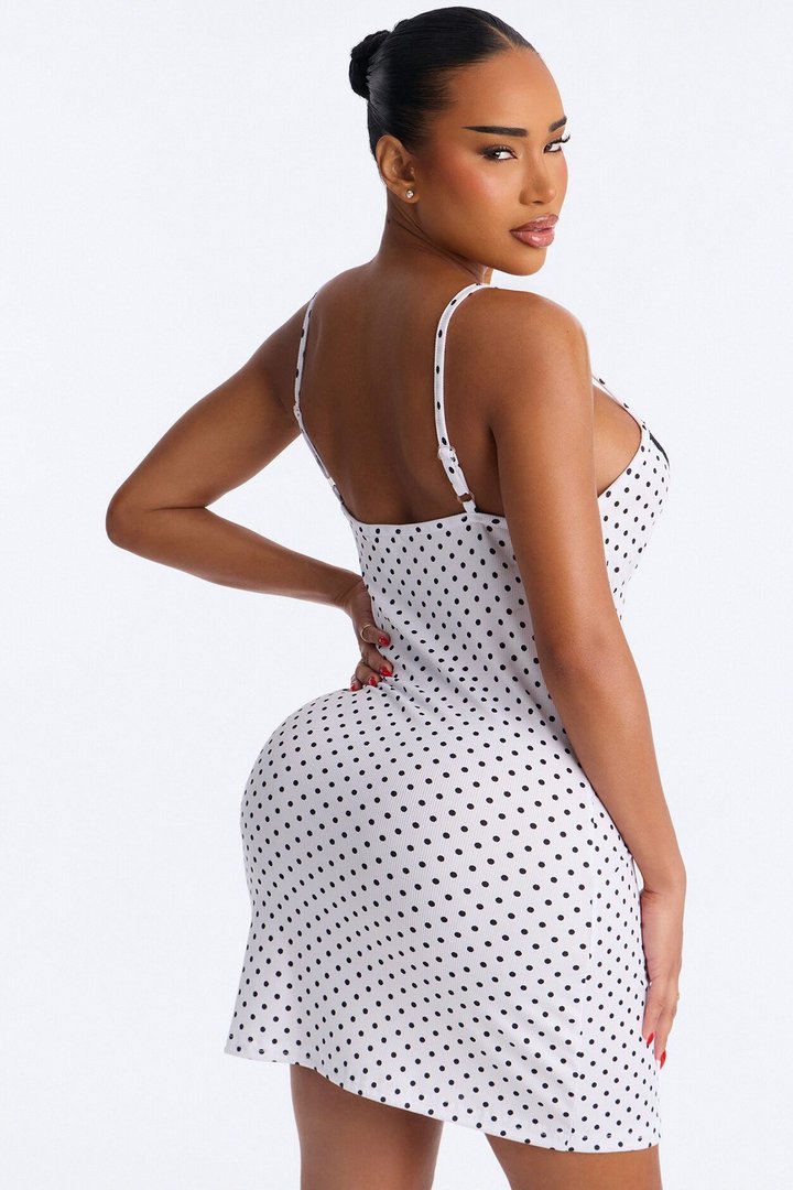 Stay Fresh Polka Dot PJ Sleep Dress - White/Black