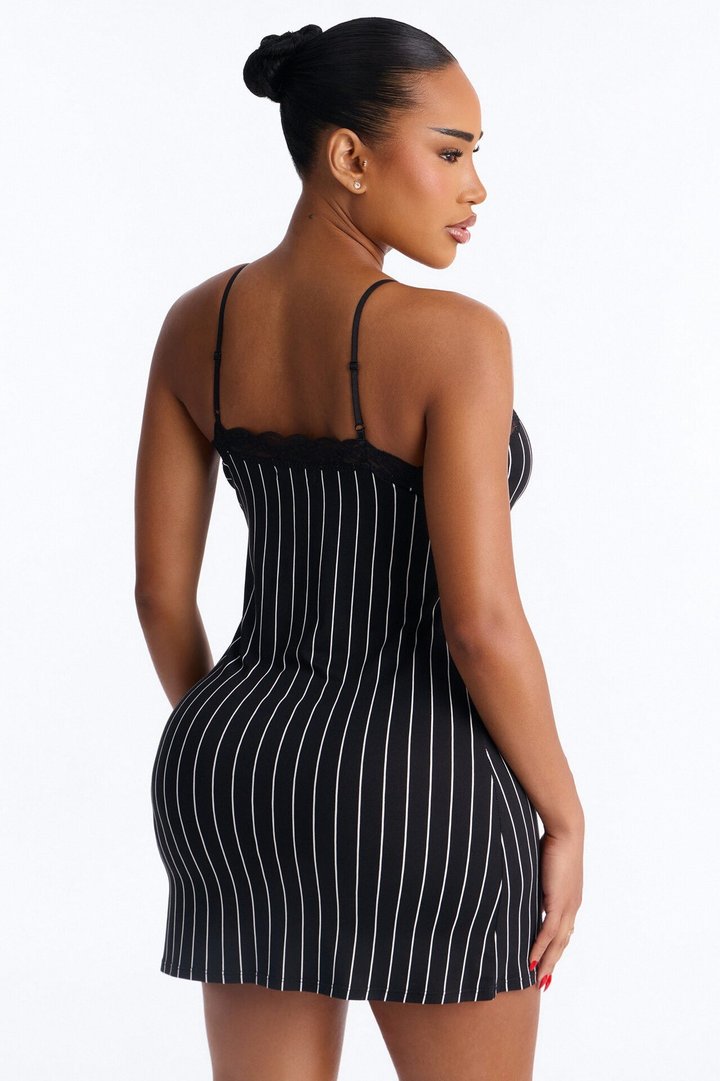 Stay The Night Sleep Dress - Black/White