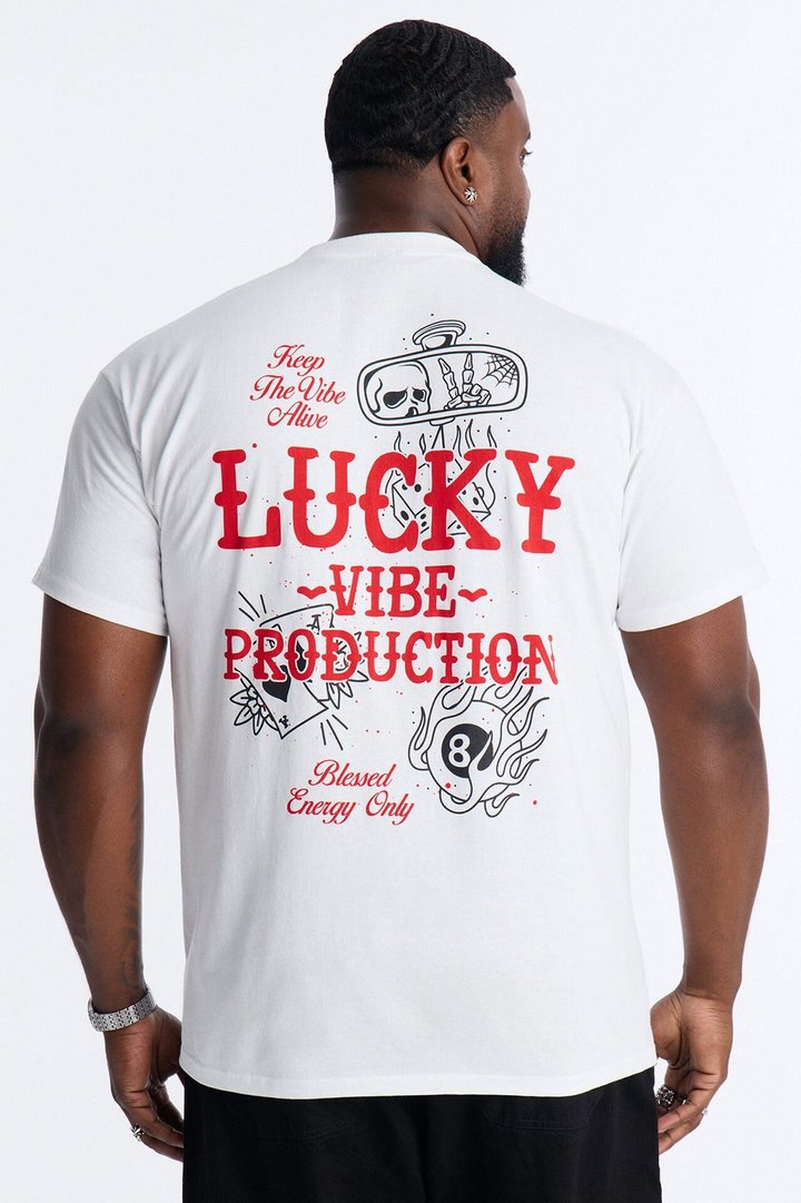 Lucky Vibes Oversized Short Sleeve Tee - White