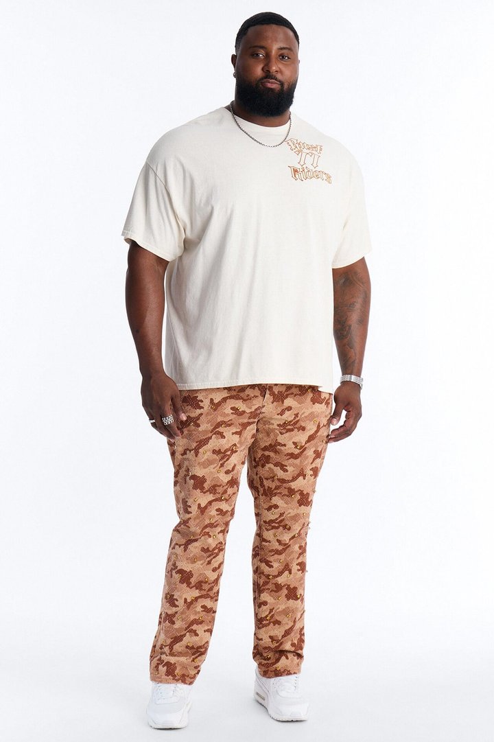 Slim Embellished Hex Pant - Chocolate