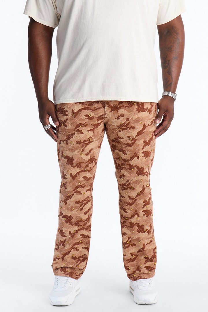 Slim Embellished Hex Pant - Chocolate