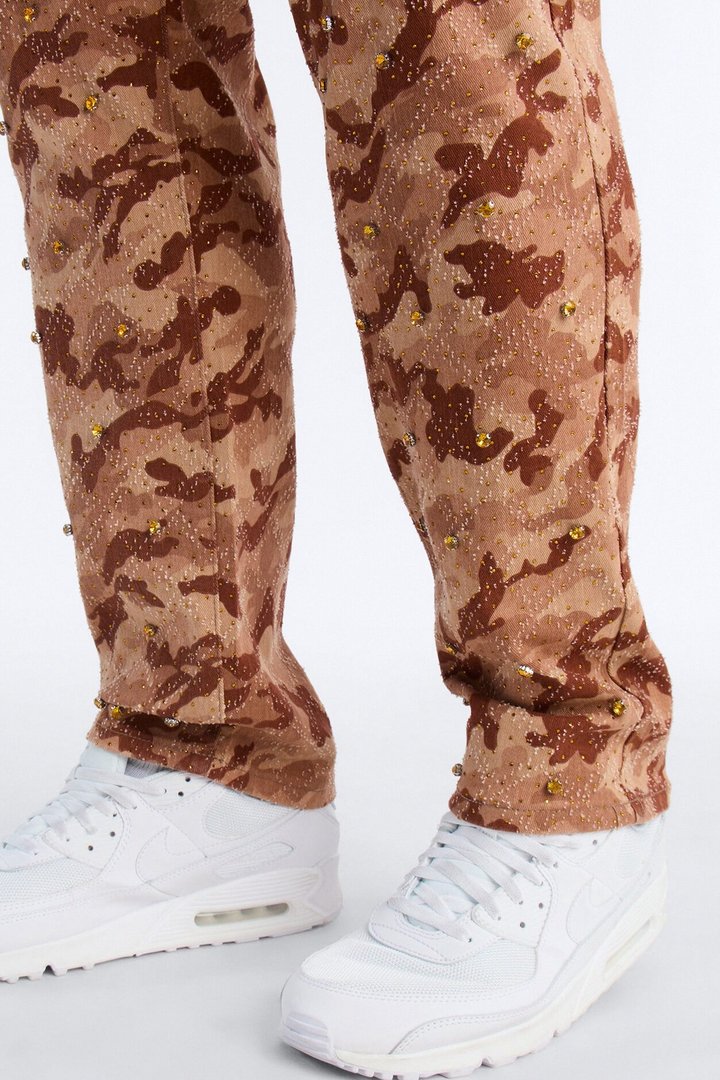 Slim Embellished Hex Pant - Chocolate