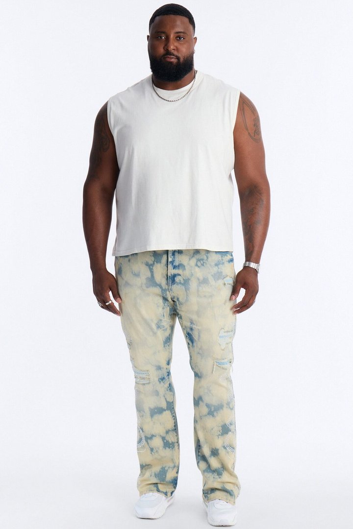 Stacked Skinny Flare Jeweled Storm Jean - Vintage Wash