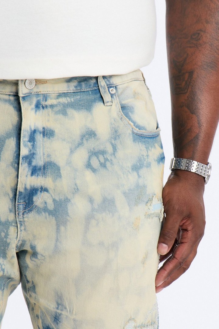 Stacked Skinny Flare Jeweled Storm Jean - Vintage Wash