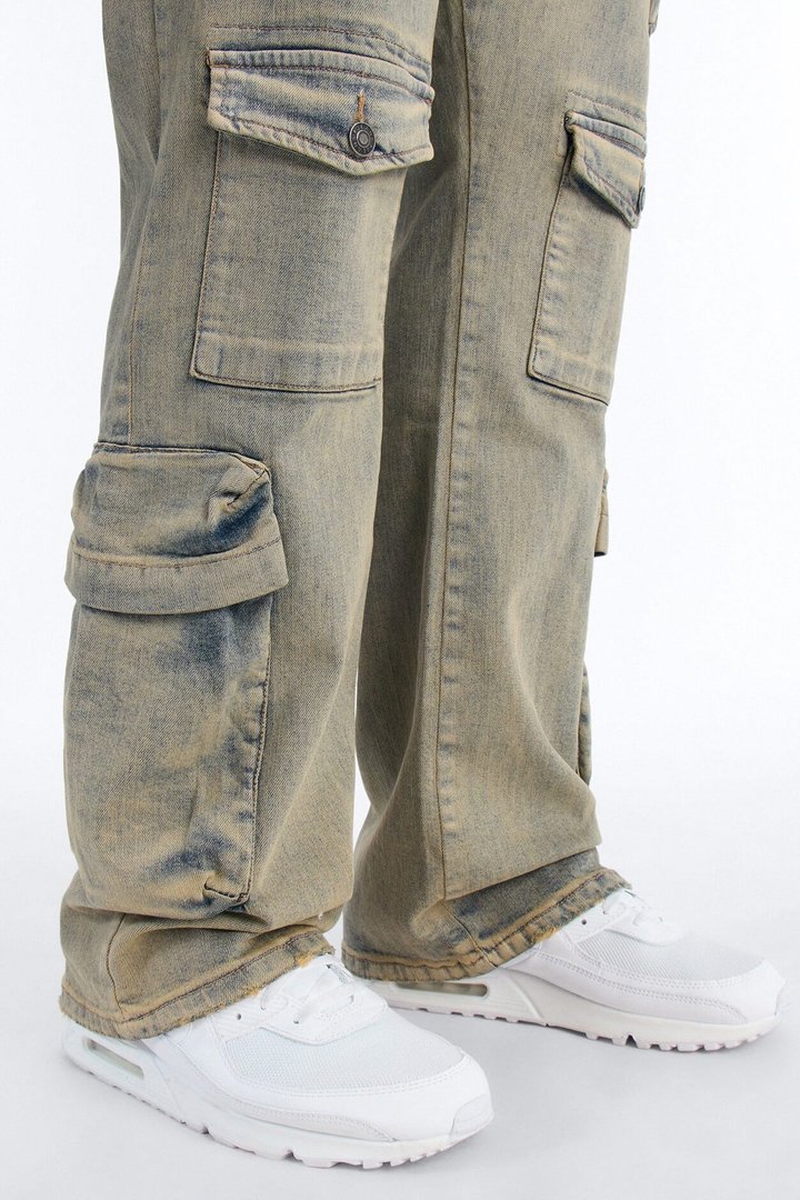 Stacked Slim Flare Cargo All The Way Jean - Vintage Wash