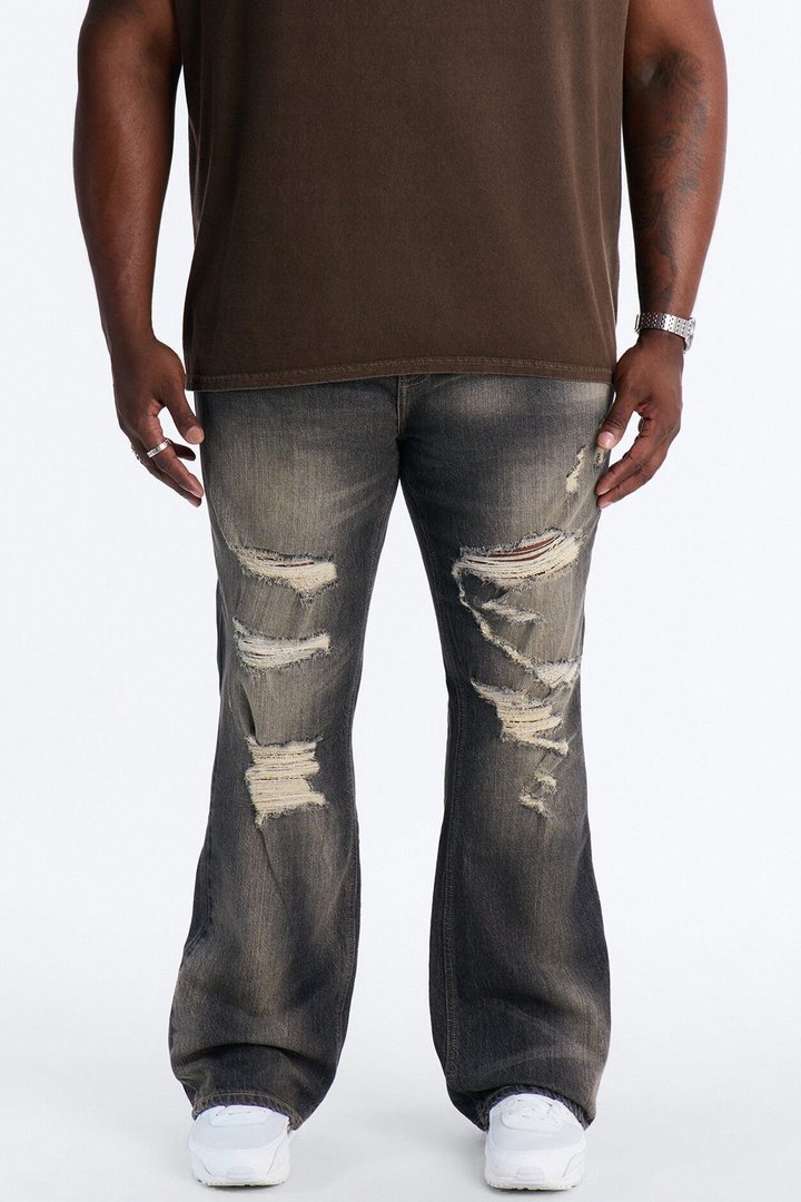 Stacked Slim Flare Make It Distressed Jean - Black Wash