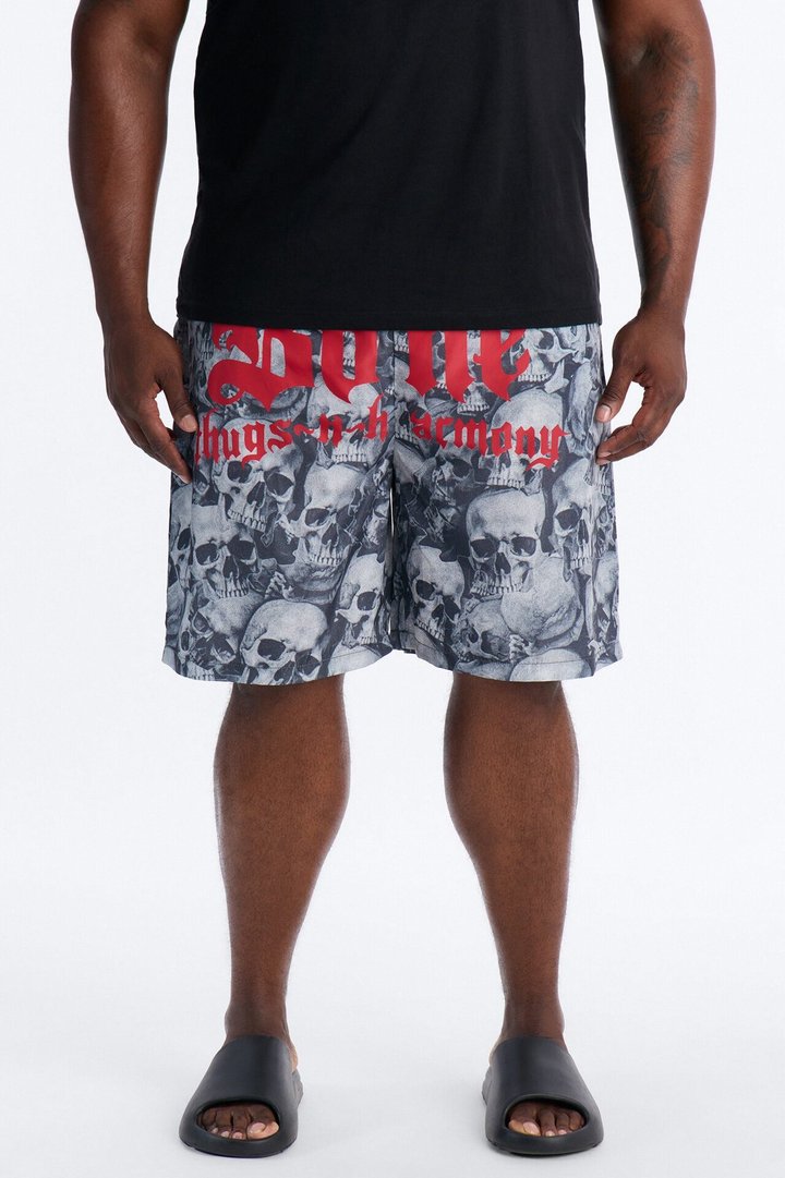 Bone Thugs And Harmony Printed Swim Trunk 7″ - Grey