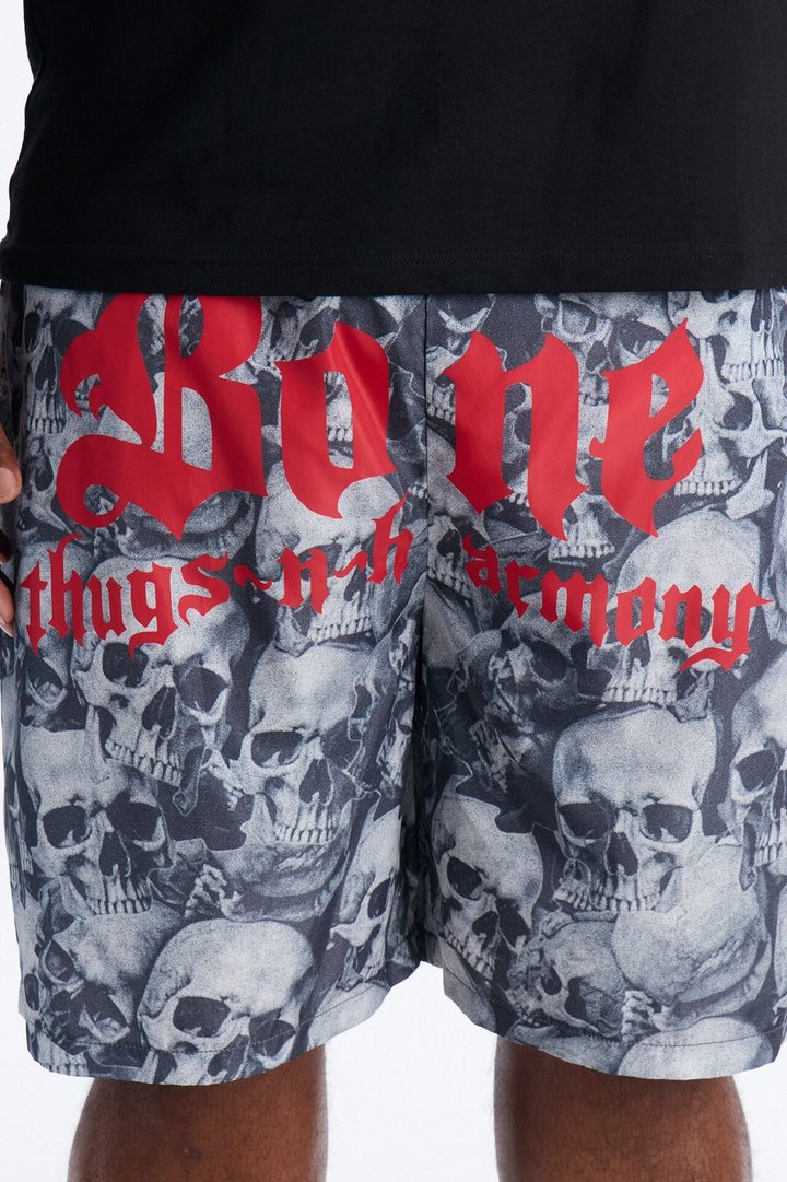 Bone Thugs And Harmony Printed Swim Trunk 7″ - Grey