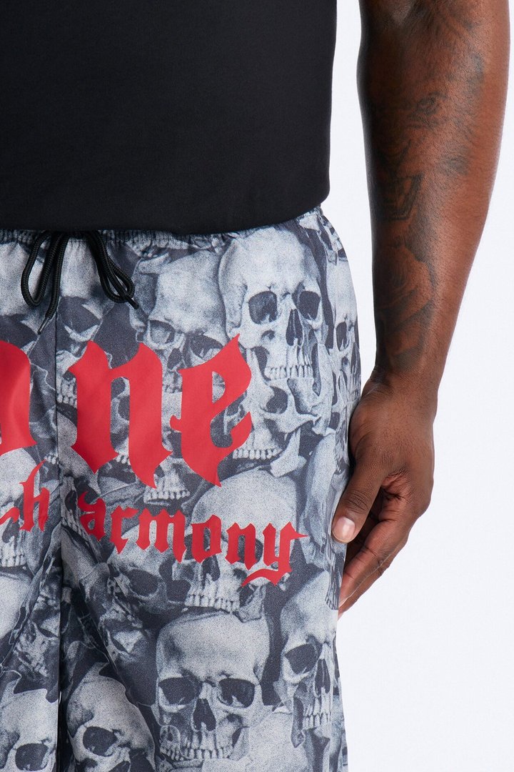Bone Thugs And Harmony Printed Swim Trunk 7″ - Grey