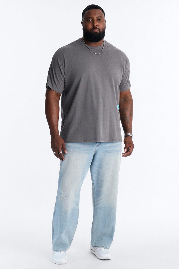 GOAT Washed Boxy Short Sleeve Tee - Grey