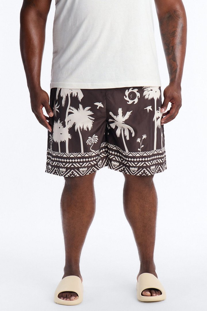 Dune Resort Border Printed Swim Trunk 7″ - Brown