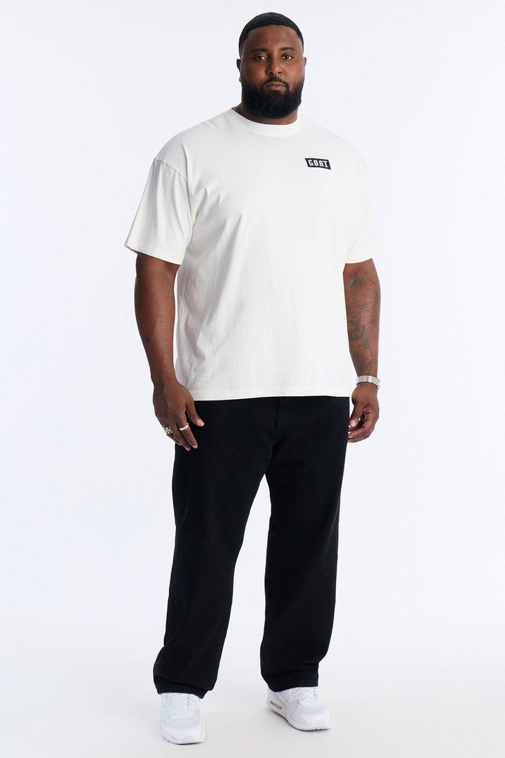 GOAT Oversized Heavy Weight Embroidery Short Sleeve Tee - White