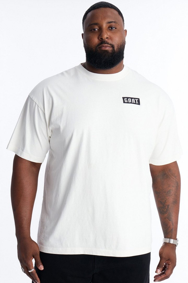 GOAT Oversized Heavy Weight Embroidery Short Sleeve Tee - White