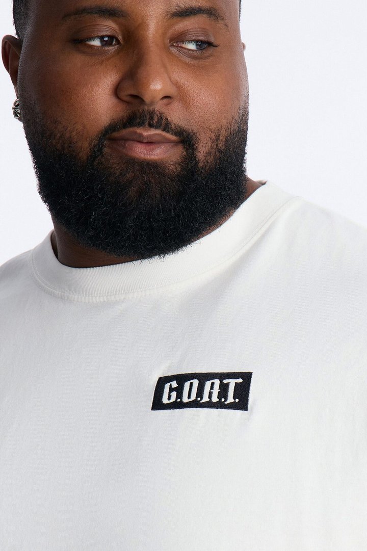 GOAT Oversized Heavy Weight Embroidery Short Sleeve Tee - White