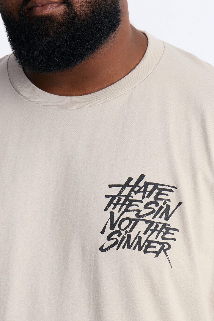 Hate The Sin Short Sleeve Tee - Grey
