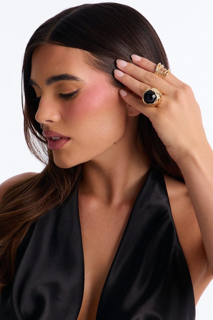 Ophelia 2 Piece Ring Set - Gold/Black