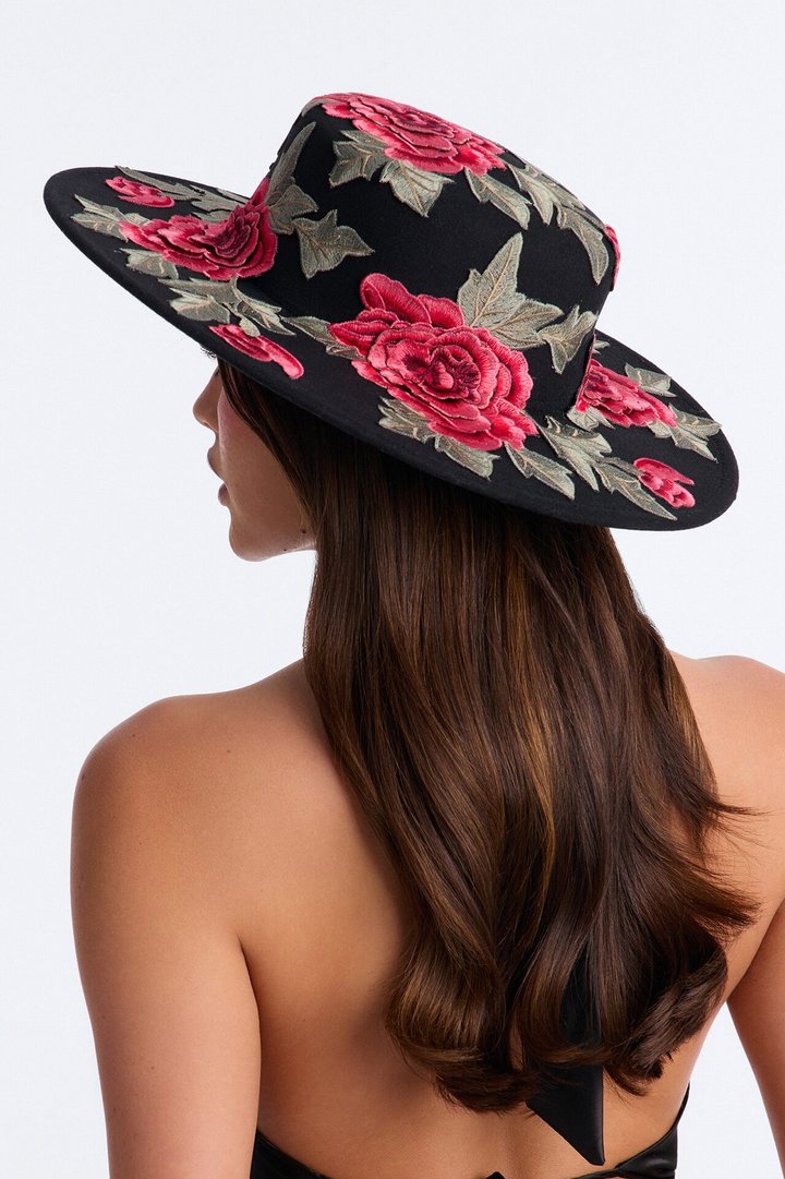 Straight Facts Floral Fedora Hat - Black/combo