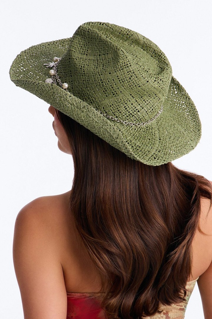 Maui Vacation Straw Cowboy Hat - Green