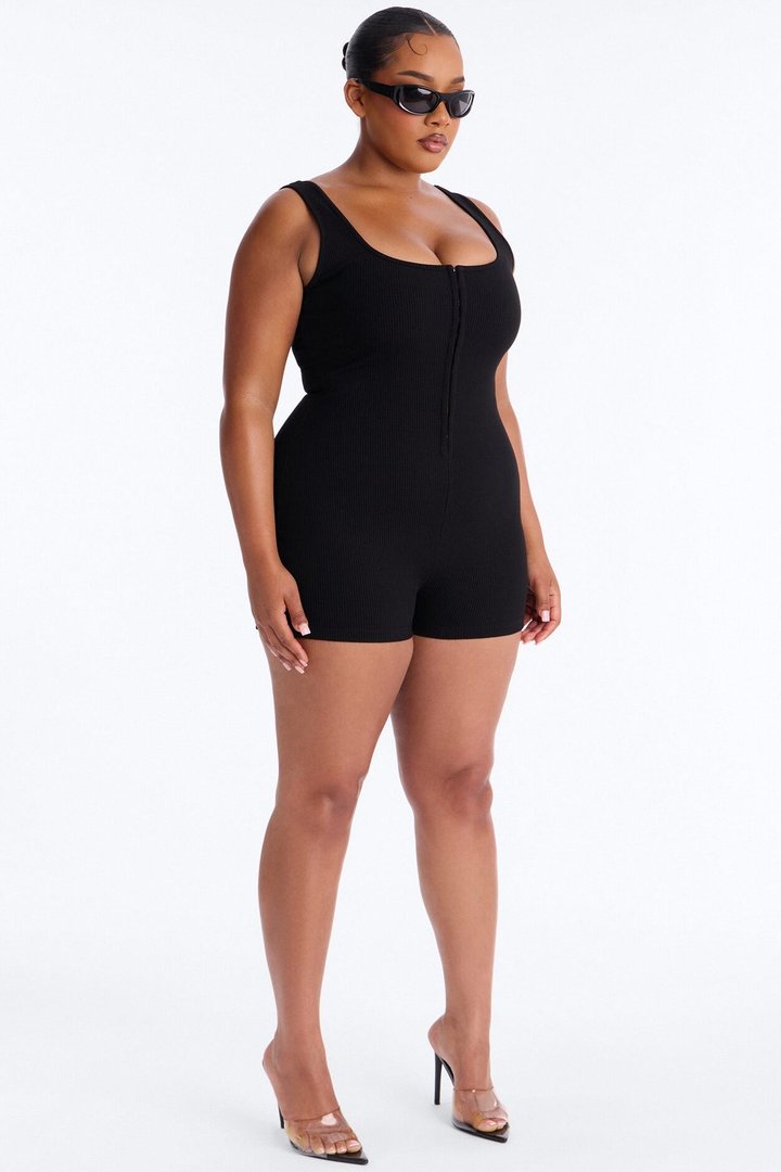 Bec Hook And Eye Snatched Romper - Black