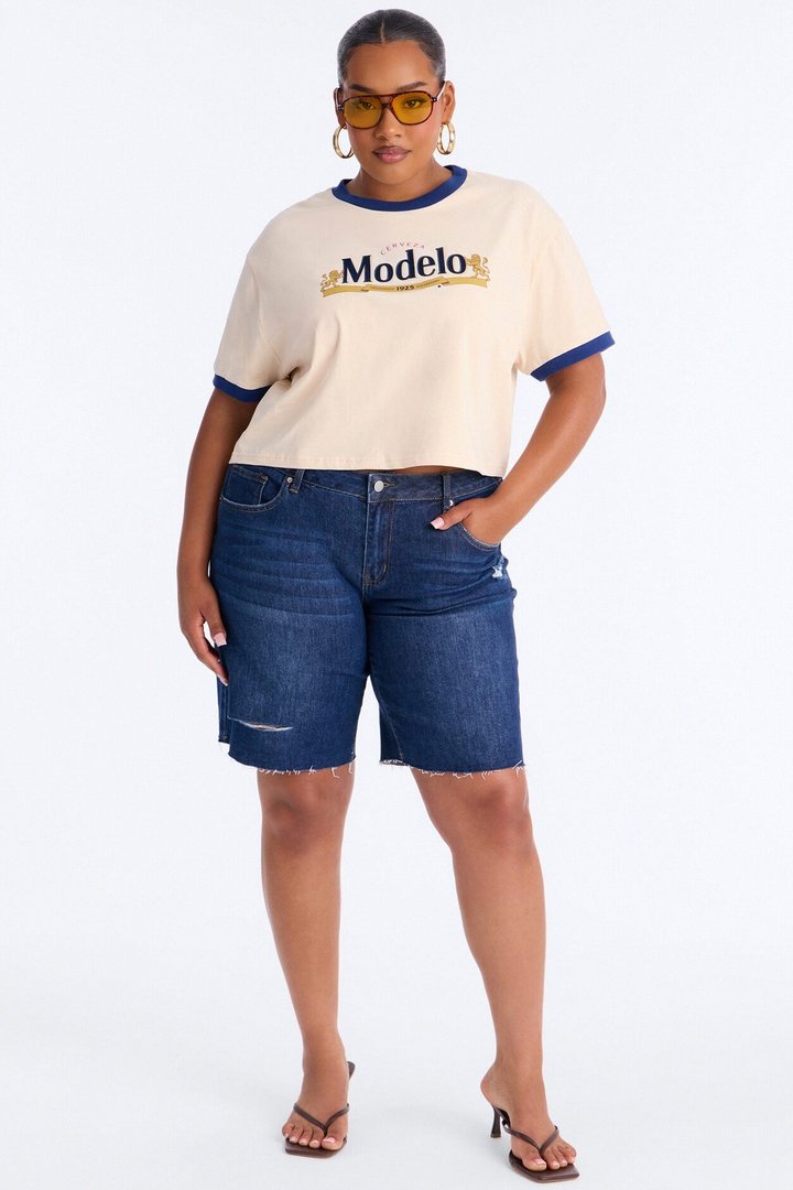 Modelo Collection Flocked Baby Tee - Taupe