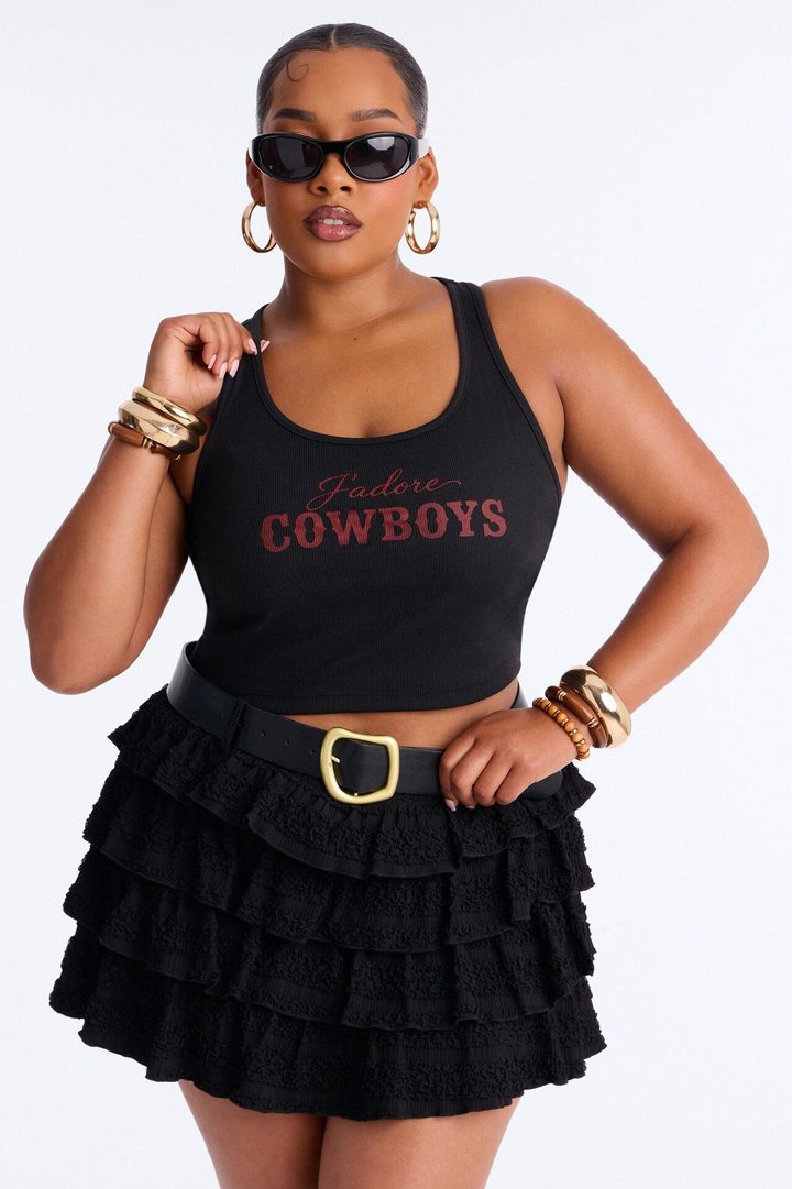 J'adore Cowboys Tank - Black