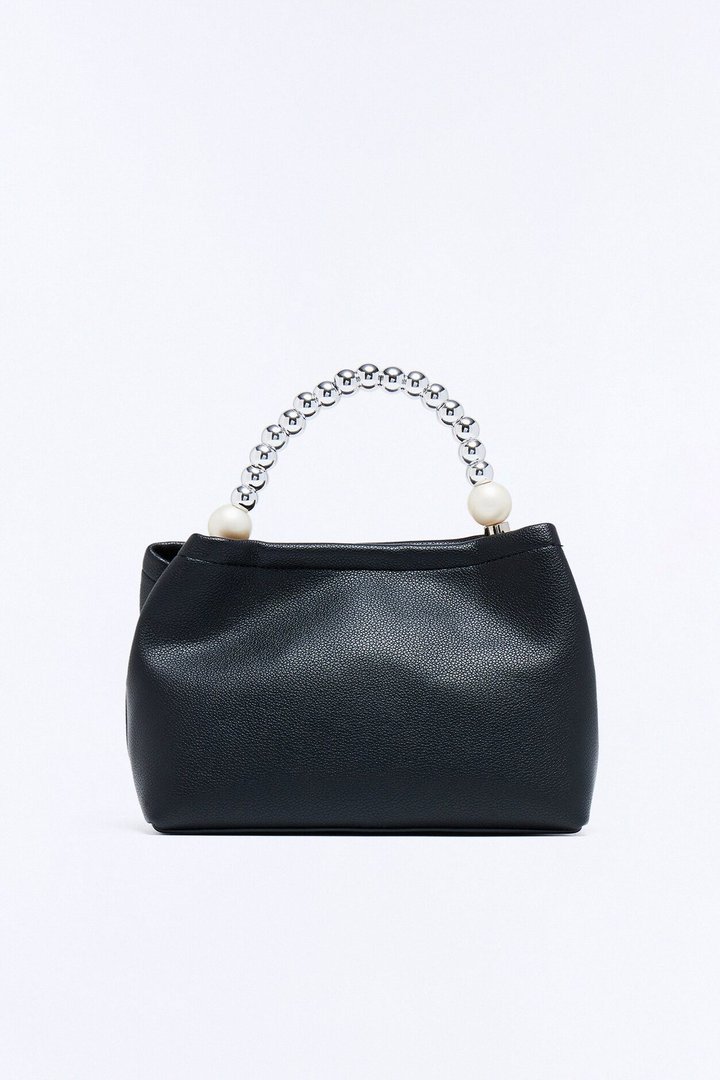 Under The Moon Faux Leather Crossbody Handbag - Black