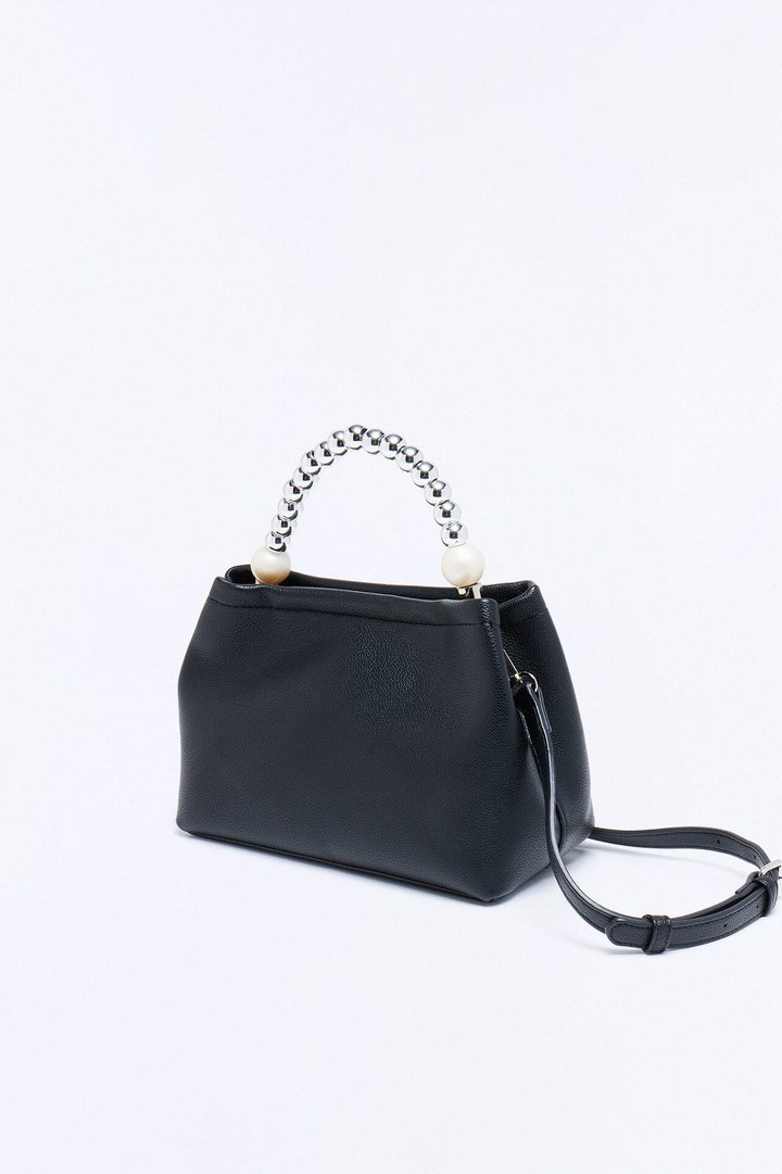 Under The Moon Faux Leather Crossbody Handbag - Black