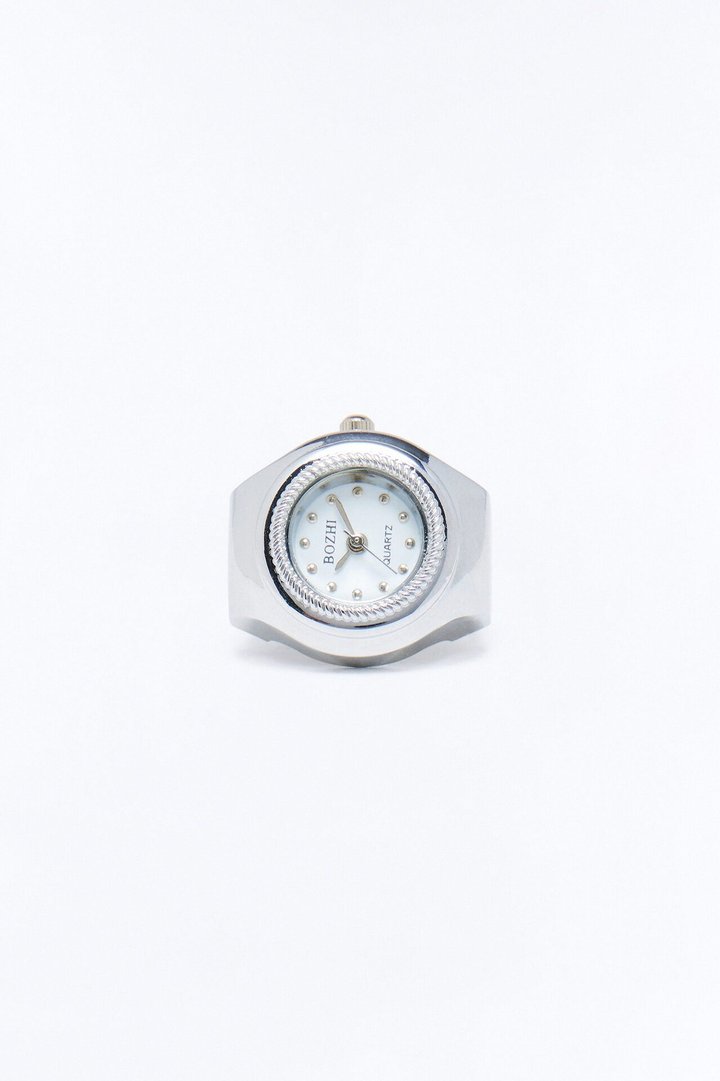 Time Struck Functional Watch Dial Ring - Silver