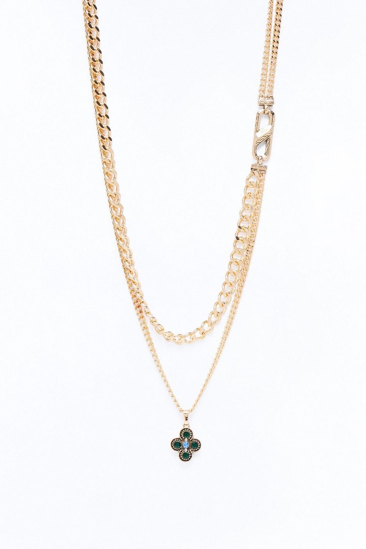 Opulent Cross Chain Necklace Set - Gold